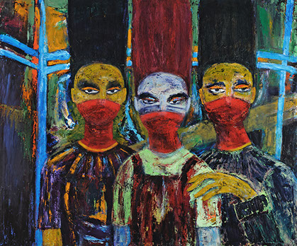 "Bad hAir Day" acrylic, 40” x 48” $1500